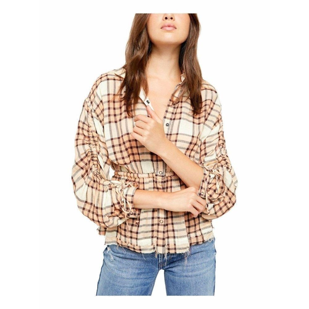 New We The Free XS Pacific Dawn Plaid Button Up To